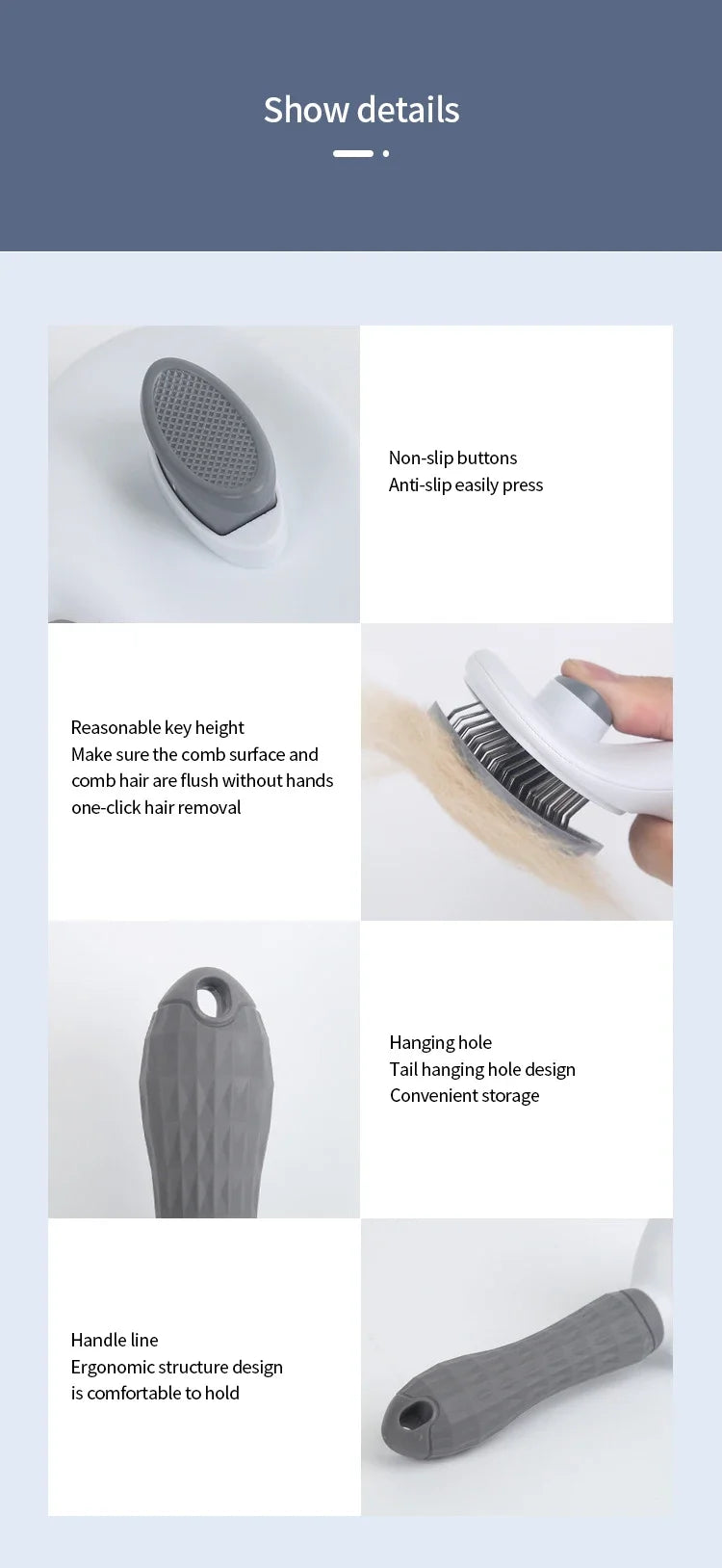 DogsHub Self-Cleaning Pet Brush – Grooming Comb for Long-Haired Cats & Dogs