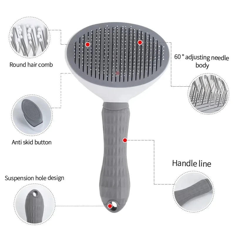DogsHub Self-Cleaning Pet Brush – Grooming Comb for Long-Haired Cats & Dogs